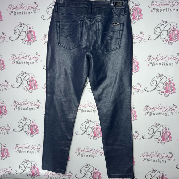 Seven7 Womens Coated Ponte Pant blue iris grey brand new with tags pants shiny - Picture 3 of 9